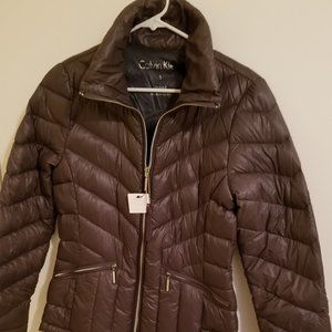 New Calvin Klein Super Warm Coat w/ roll up bag Size S. Packable Light weight